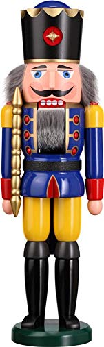 Seiffener Volkskunst Nussknacker König blau | Nussknacker Figur gross Höhe 50 cm | Weihnachtsdeko Fi