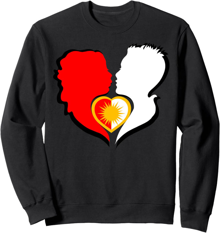 Frauküsst Mann in den Ezidischen Flaggen Farben Sweatshirt