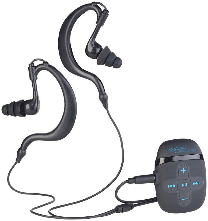 auvisio Kabelloser MP3 Player: Wasserdichter Sport-MP3-Player DMP-450.x8 mit 8 GB Speicher, IPX8 (MP