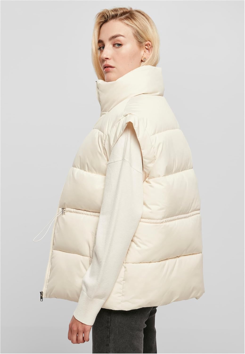 Urban Classics Damen Ladies Waisted Puffer Vest Weste M Whitesand, M Whitesand