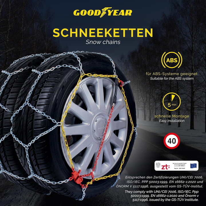 Goodyear 77905: "G9" Schneeketten, 9 mm, Grösse 70, Zertifizierung TUV und ÖNORM, 70
