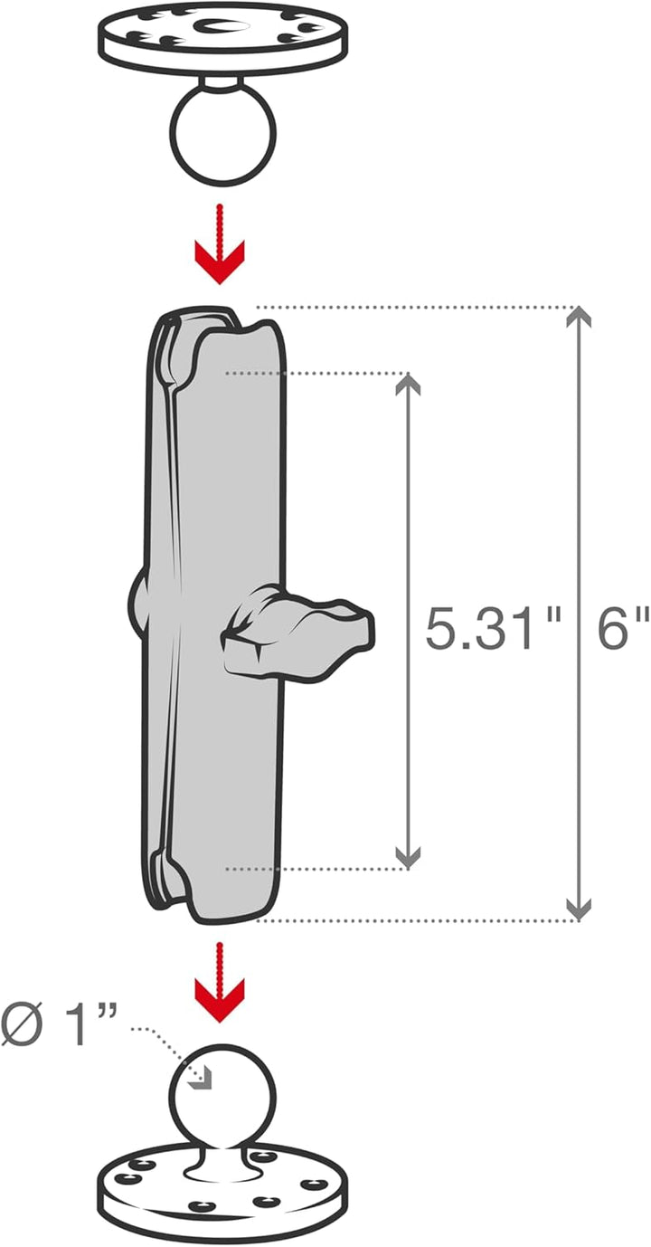 A.I.V. RAM Mount Klemmbackenverbinder (Länge 15,24 cm)