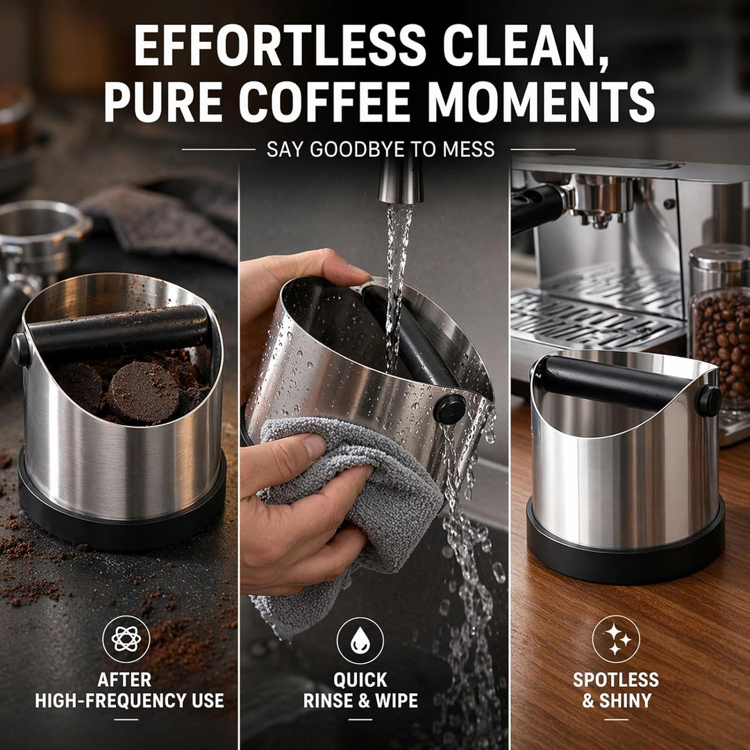 Espresso-Knockbox Kaffeesatz 1.2L Gross Silber Entsorgungsbox Knock Box Abklopfbehälter für Siebträg