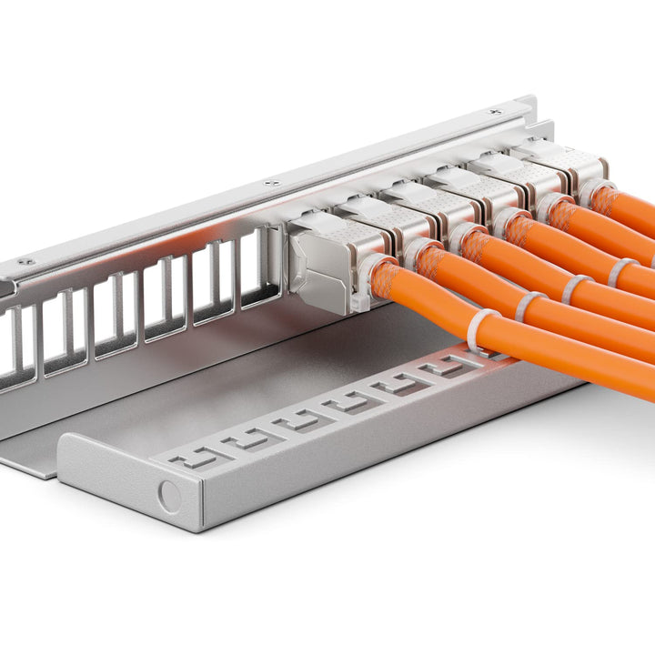 deleyCON 12 Port Patchpanel Set Patchfeld Verteilerfeld 1 HE + 12x RJ45 Keystone Jack Modul STP CAT6