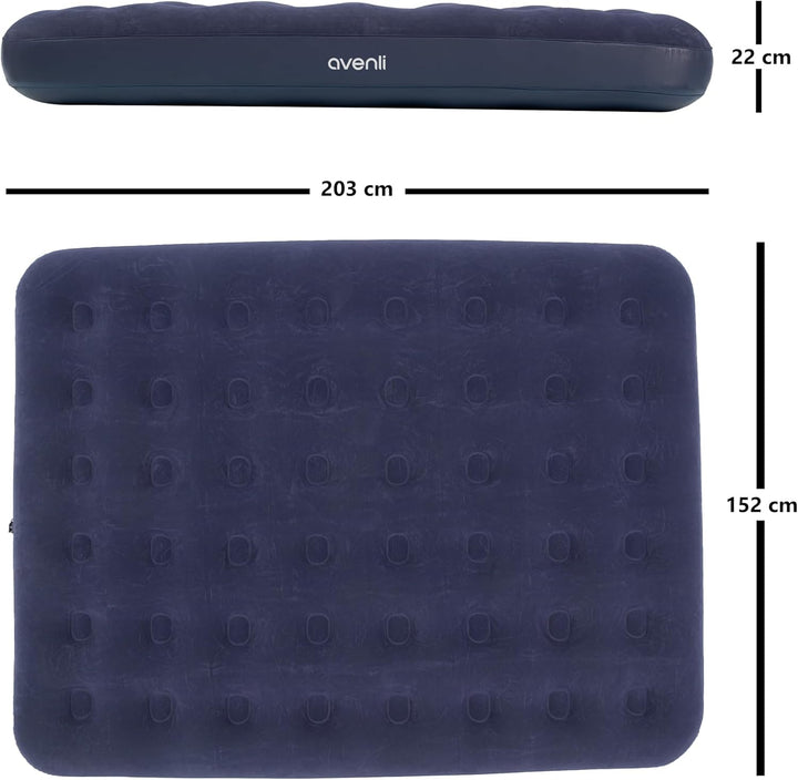 AVENLI Camping Luftmatratze für 2 Personen 203x152x22 cm aufblasbare Matratze Luftbett blau