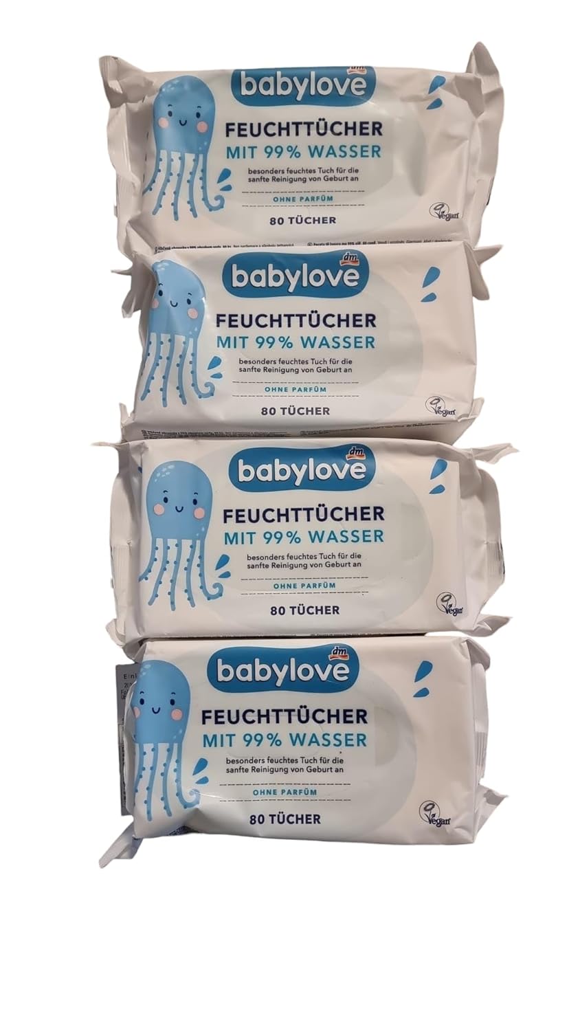 babylove Feuchttücher mit 99% Wasser (4x80 St), 320 St
