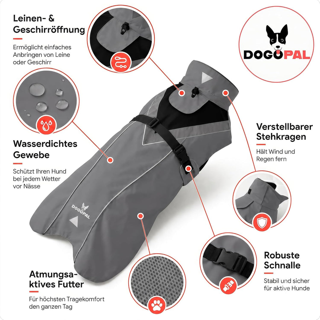 DOGOPAL Regenmantel Hund wasserdicht für kleine &amp; grosse Hunde - Gelber Hunderegenmantel mit Reflekt