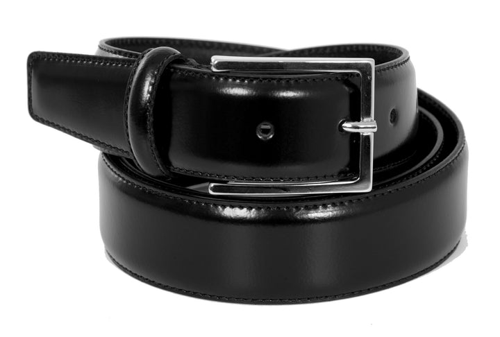 Herren Gürtel aus echtem schwarzem Leder - Elegant glänzender Style für Männer 35mm 90cm Taille - 10