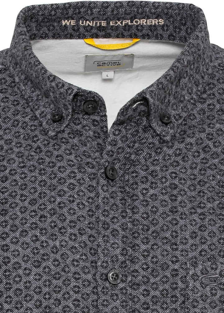 camel active Herren Flanellhemd mit tonalem Minimalprint 5XL Asphalt, 5XL Asphalt