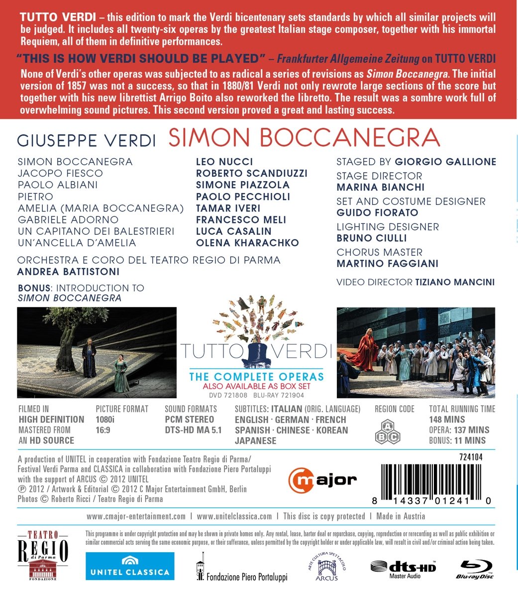 Verdi - Simon Boccanegra, Blu-ray