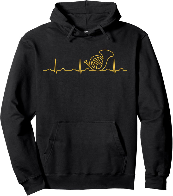 Lustige Herzschlag Waldhornbekleidung, Hornspieler Herren Pullover Hoodie