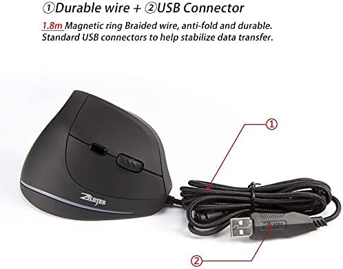 zelotes Ergonomische Maus,3200 DPI,6 Tasten,Vorbeugung Gegen Mausarm,USB Optische Vertikale Maus mit