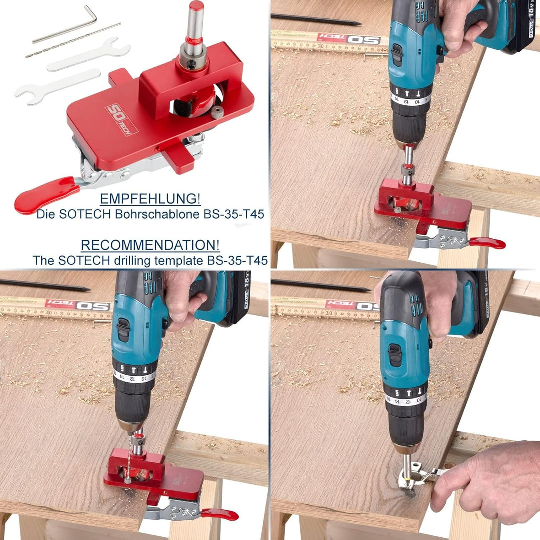 SOTECH 10 Stück SOFT-CLOSE Topfbänder 105° Eckanschlag T45 mit Montageplatten und Schrauben und schn