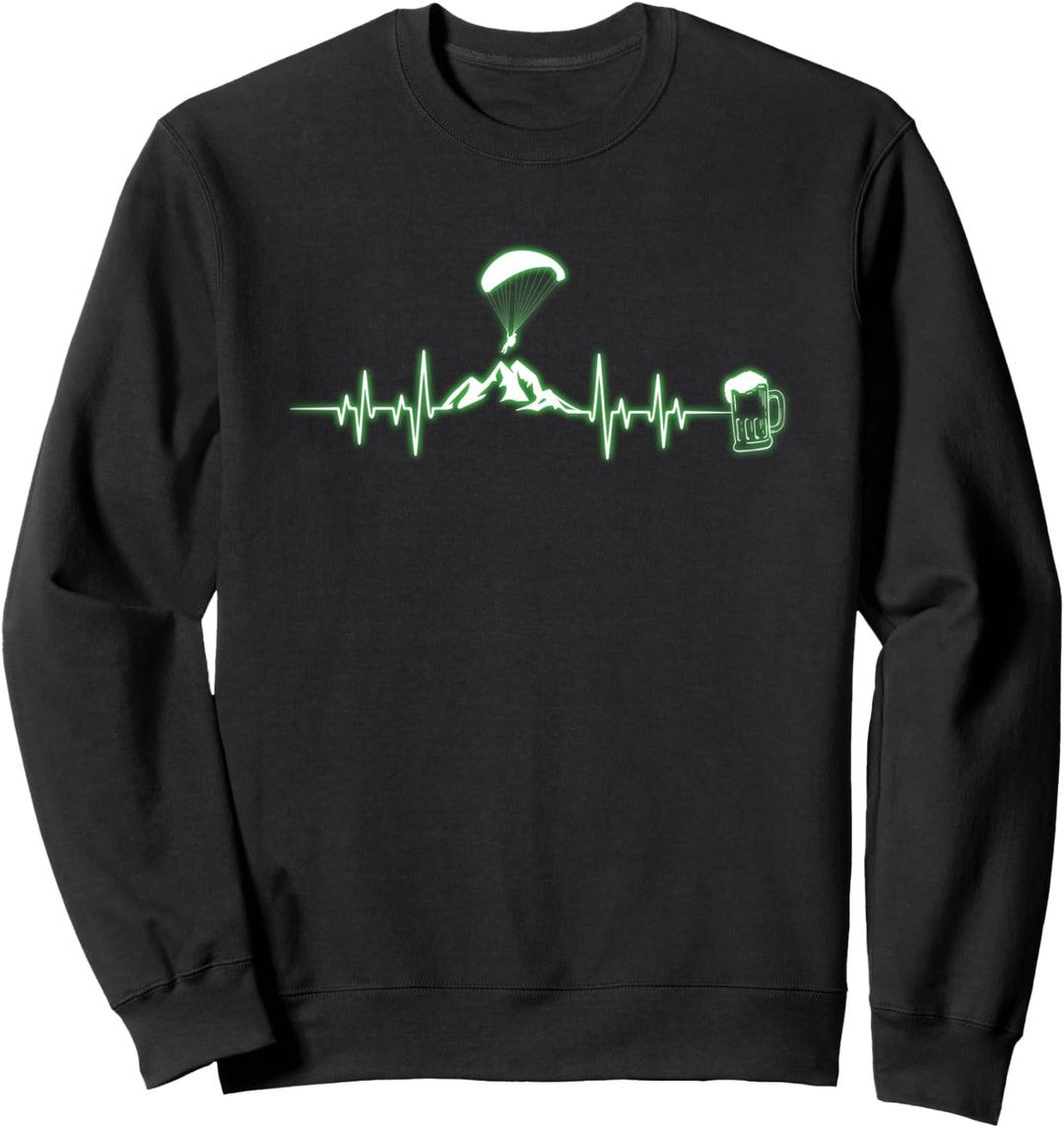 Heartbeat Paragliding Fallschirm Berge Bier Geschenk Sweatshirt