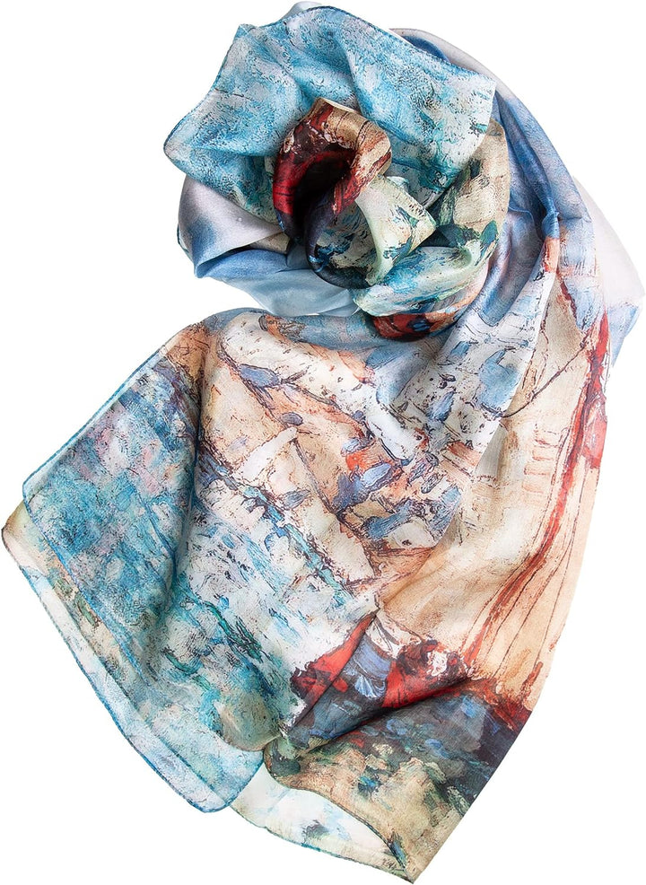 Tinitex Seidenschal Halstuch Schal Chiffon blau maritim 180x110cm