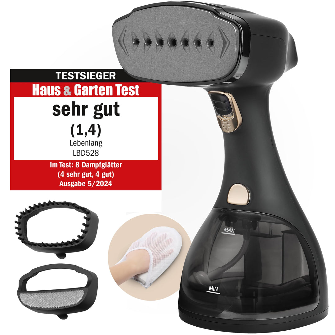 LEBENLANG Steamer Dampfglätter ( 1500W, 300ml, Quick & Go Automatik ) LCD Hand Dampfbürste Dampfglät