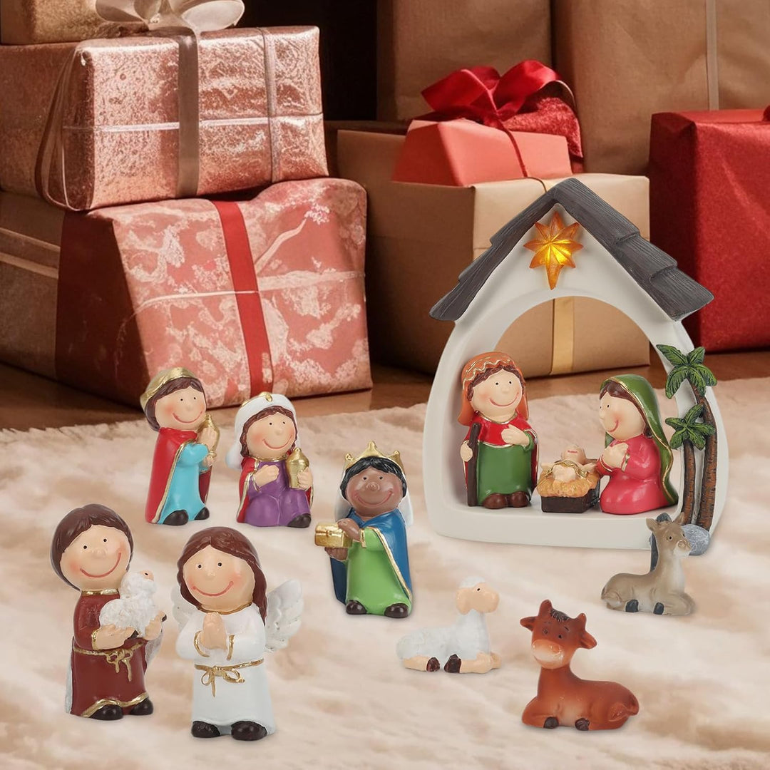 Weihnachtskrippe,Krippenfiguren Set für Oster,Oster-Auferstehungsszene-Set,Ostergeschenke Osterdekor