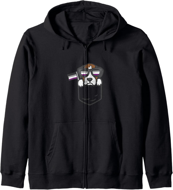 Boxer Pocket Dog LGBTQ Asexual Flag Ace Pride Ally Men Women Kapuzenjacke