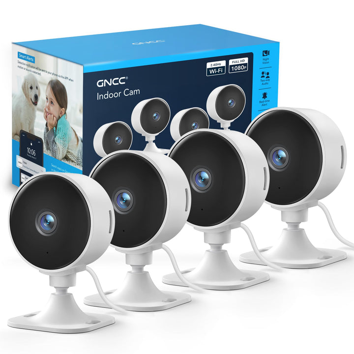 GNCC 4-Pack GC3 überwachungskamera Innen mit Nachtsicht, 1080P HD WLAN Indoor Kamera, Zwei-Wege-Audi