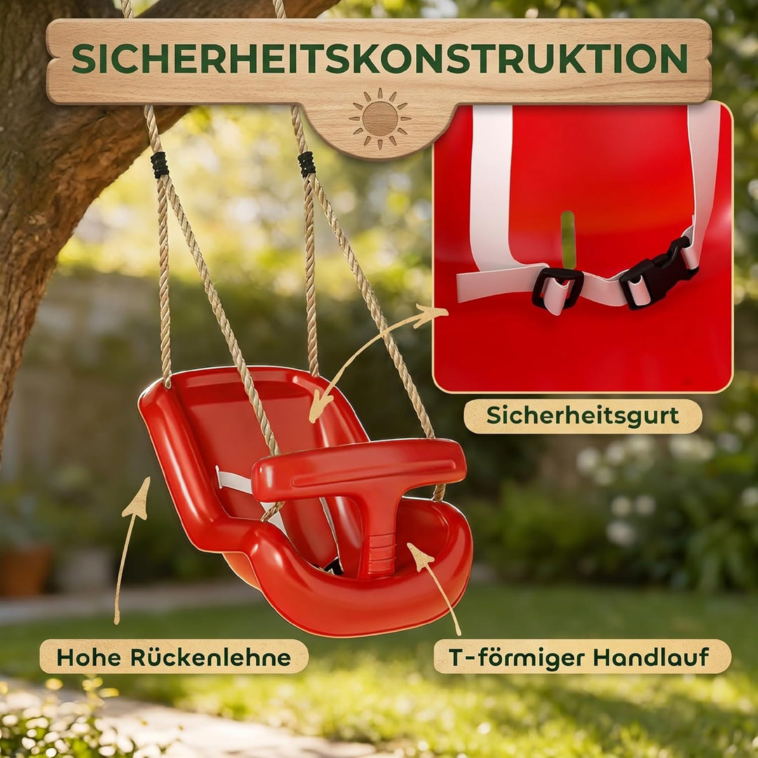 AIYAPLAY Babyschaukel verstellbar Mitwachsend Babysitz Schaukelsitz mit Rückenlehne und Sicherheitsg