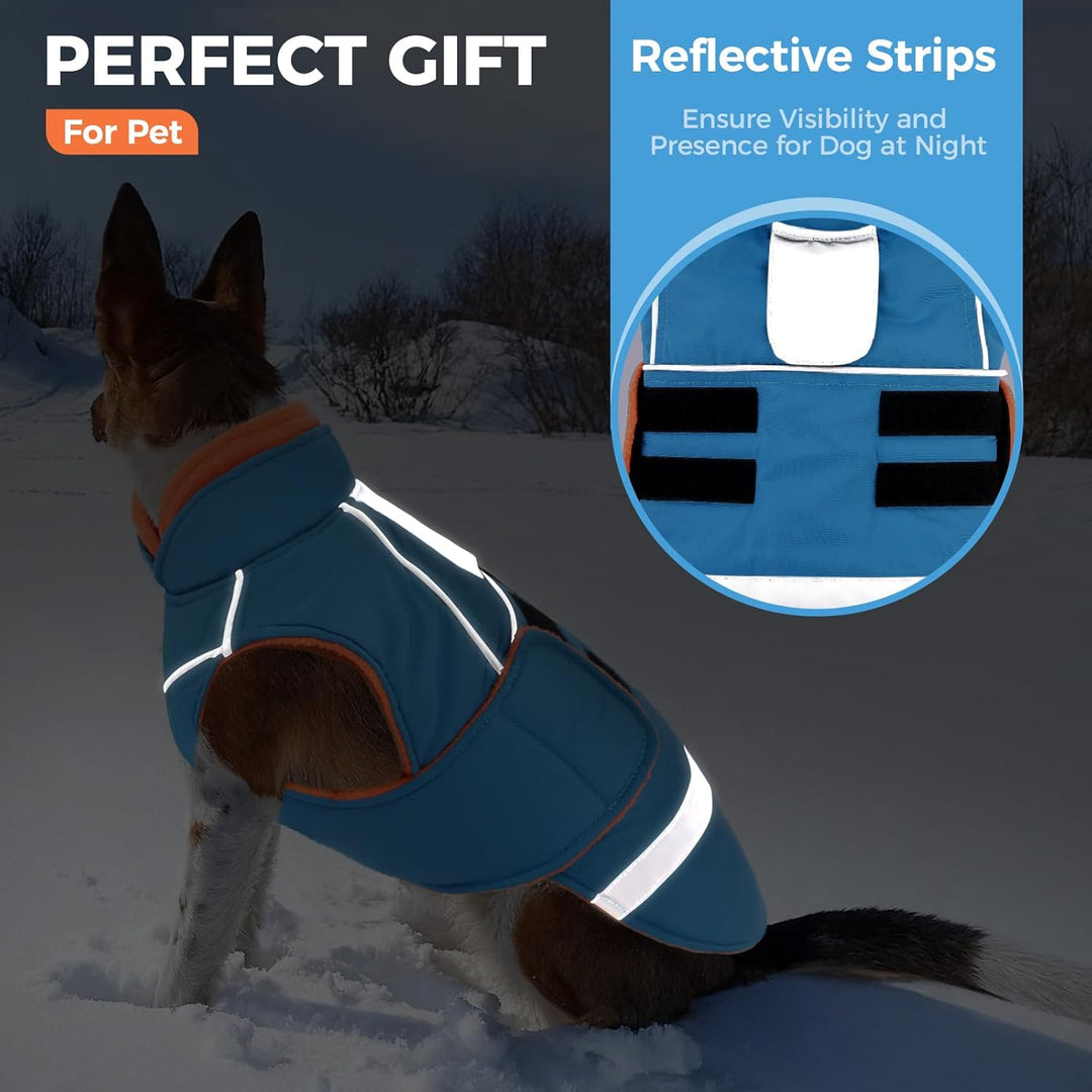 Hundejacke mit Klettverschluss – Reflektierend, Führungsöse & wärmender Kragen – Leichtes Wintercoat