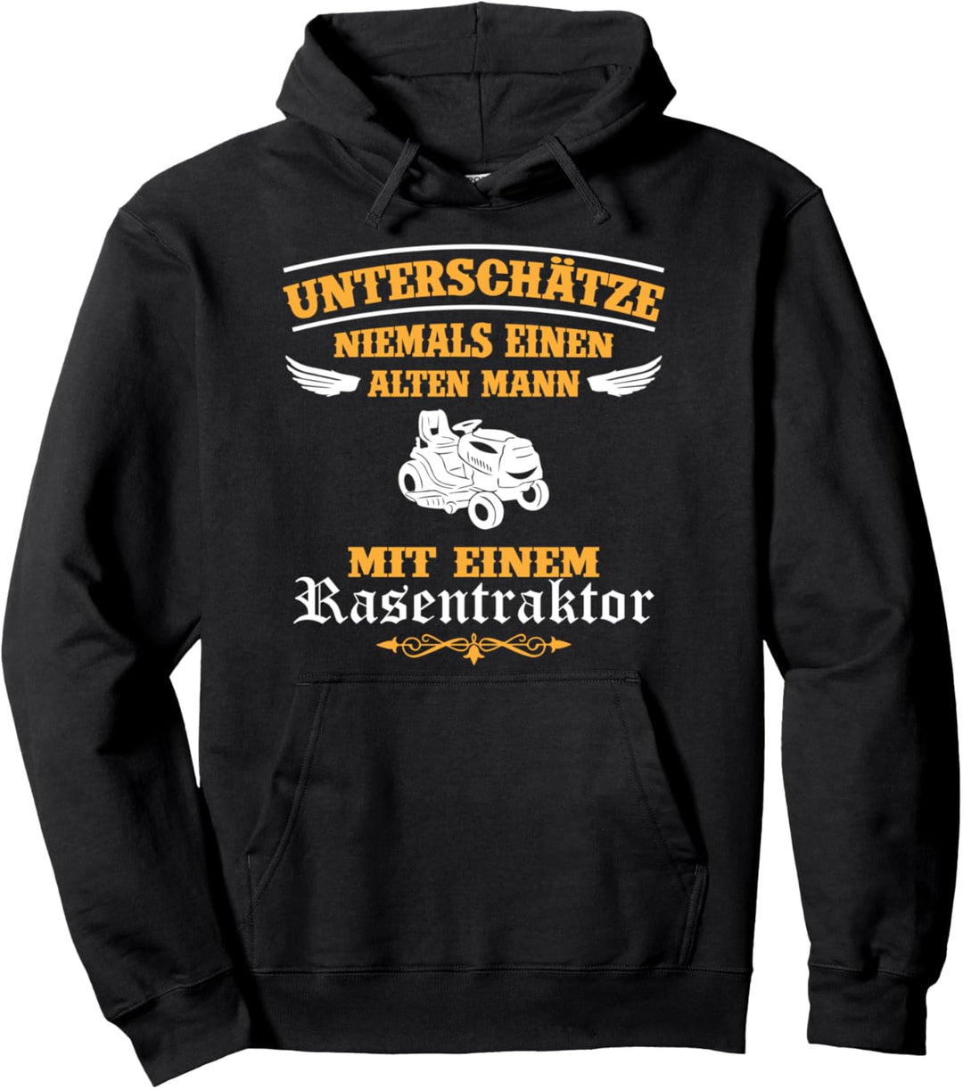 Unterschätze niemals Mann mit Rasentraktor Rasenmäher Pullover Hoodie