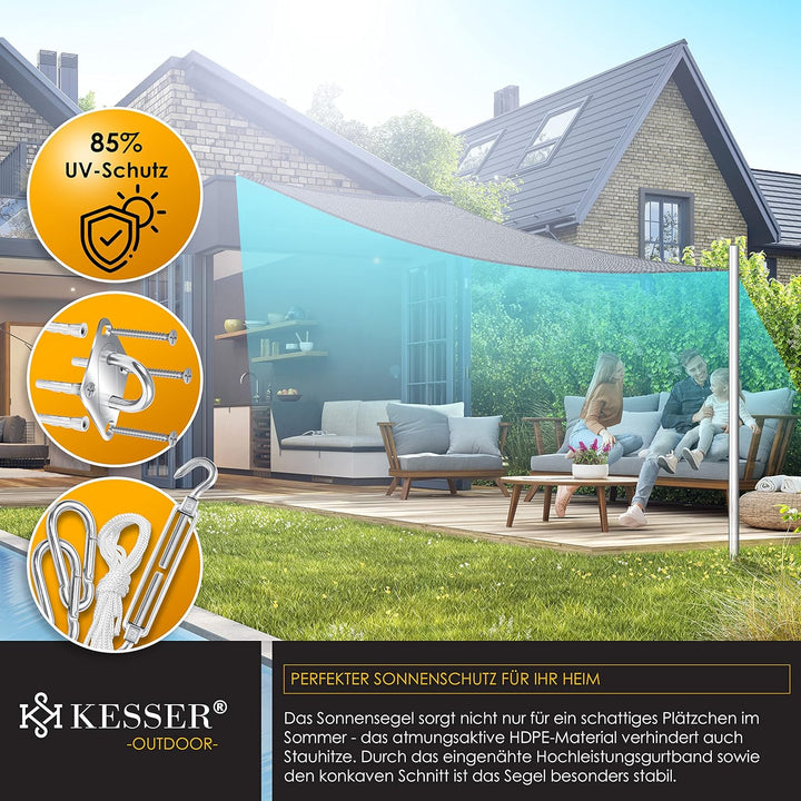 KESSER® Sonnensegel Sonnenschutz Windschutz | HDPE Gewebe | wasserabweisend & windabweisend | Dreiec