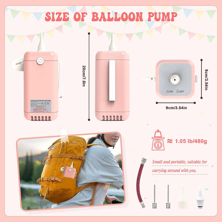 PlusFive Elektrische Ballonpumpe für Modellierballons, Tragbare Ballonpumpe Elektrisch Ball pumpe mi