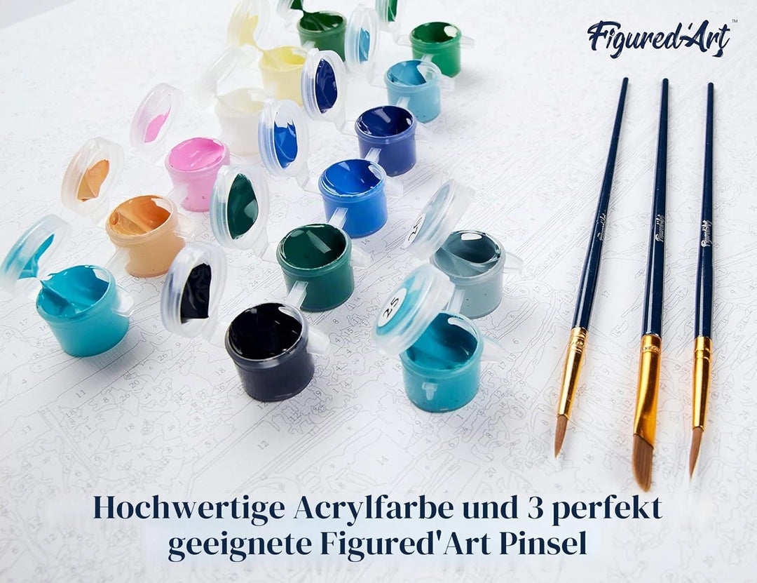 Figured'Art Malen Nach Zahlen Erwachsene Mit Rahmen Vase Pfingstrosen - Paint by Numbers Basteln DIY