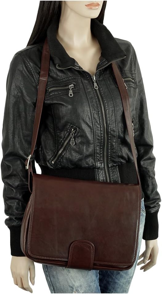 Ledershop24 Leder Damen Umhängetasche Schultertasche Festivaltasche Handtasche Tasche 31 cm vers. Fa