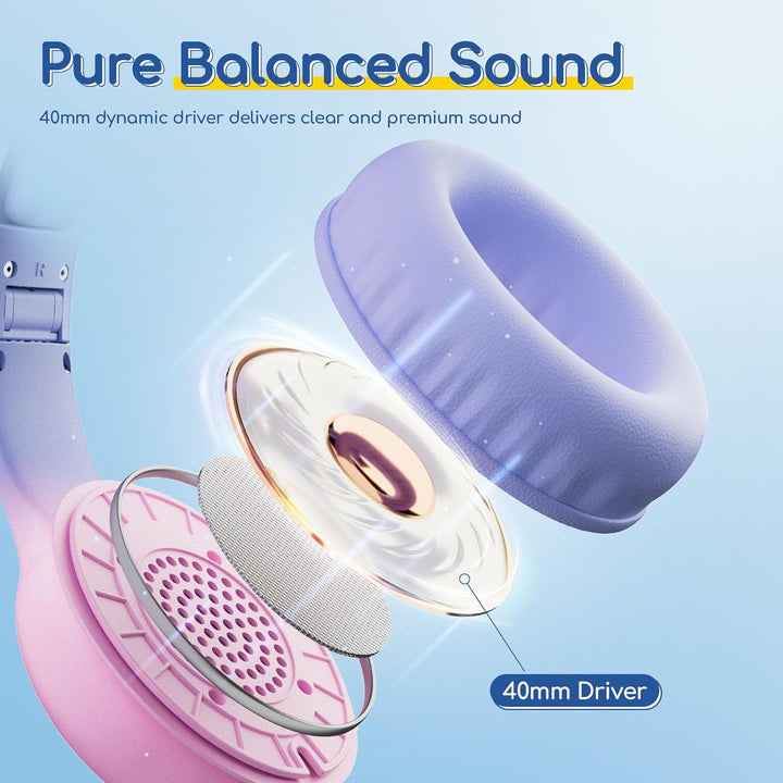 EarFun Kinder Kopfhörer, Kopfhörer Kinder mit USB-C Kabel, 85/94dB Lautstärkenbegrenzer, Faltbare, E