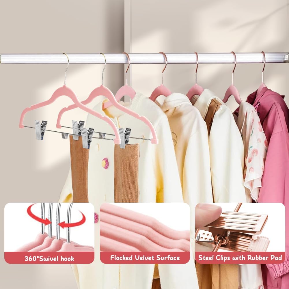 Stormix Baby Kleiderbügel, 14er-Pack Hosenbügel mit Clips, 30 cm rutschfeste Kleiderbügel, Robuste K