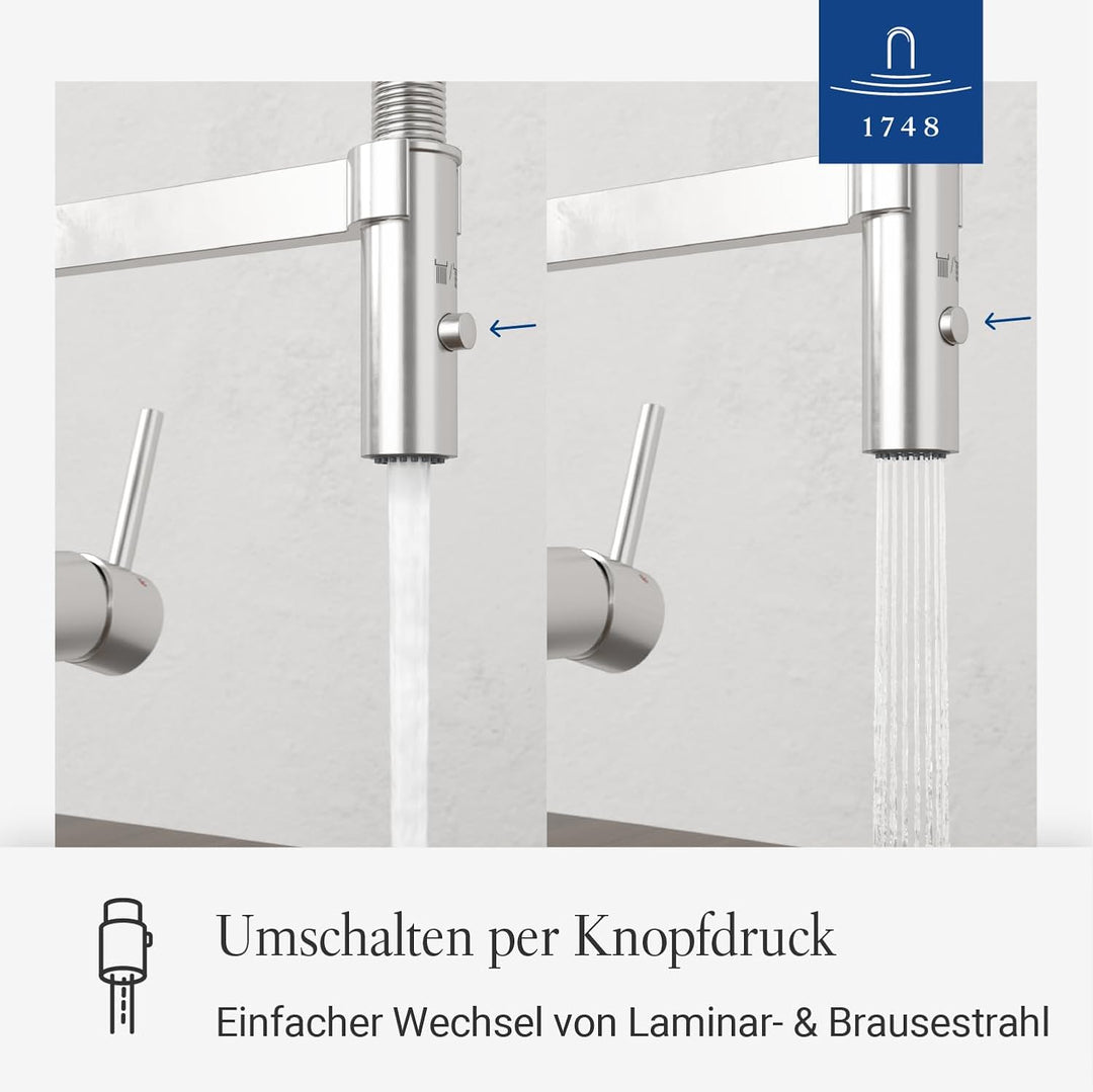Villeroy &amp; Boch Steel Expert Compact Window Küchenarmatur, Hochdruck, Wasserhahn Küche mit Vorfenste