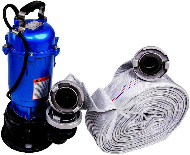 FÄKALIENPUMPE 550W M PUMPE WASSERPUMPE mit 2" STORZ C KUPPLUNG und 20m SCHLAUCH Tauchpumpe