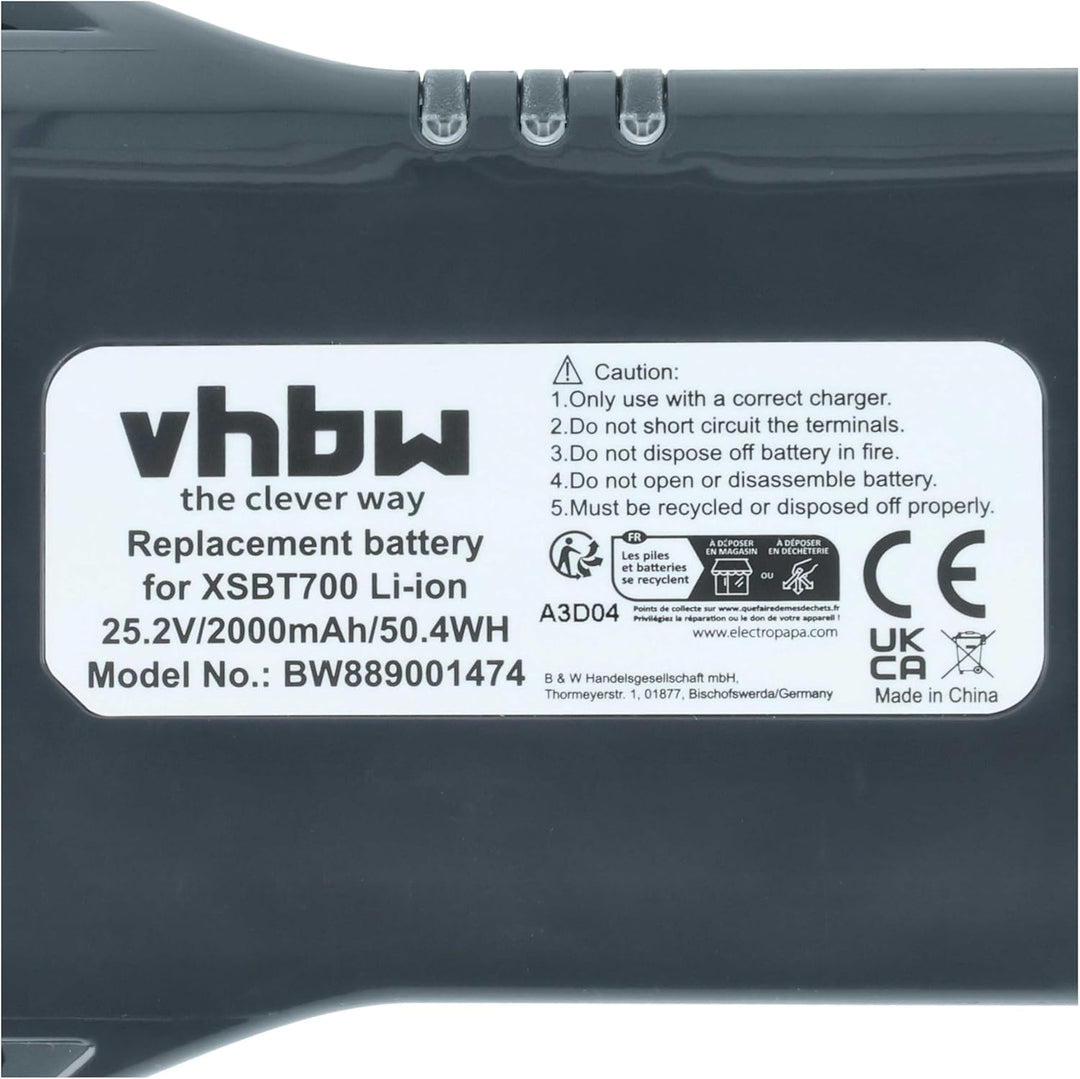 vhbw Akku kompatibel mit Shark DuoClean IZ201, IZ251 Staubsauger (2000 mAh, 25,2 V, Li-Ion)