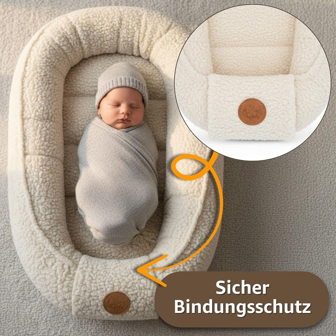 Babynest Nestchen Baby aus boucle - Babynestchen Neugeborene Nest für Kinder Bett und Babybett tragb