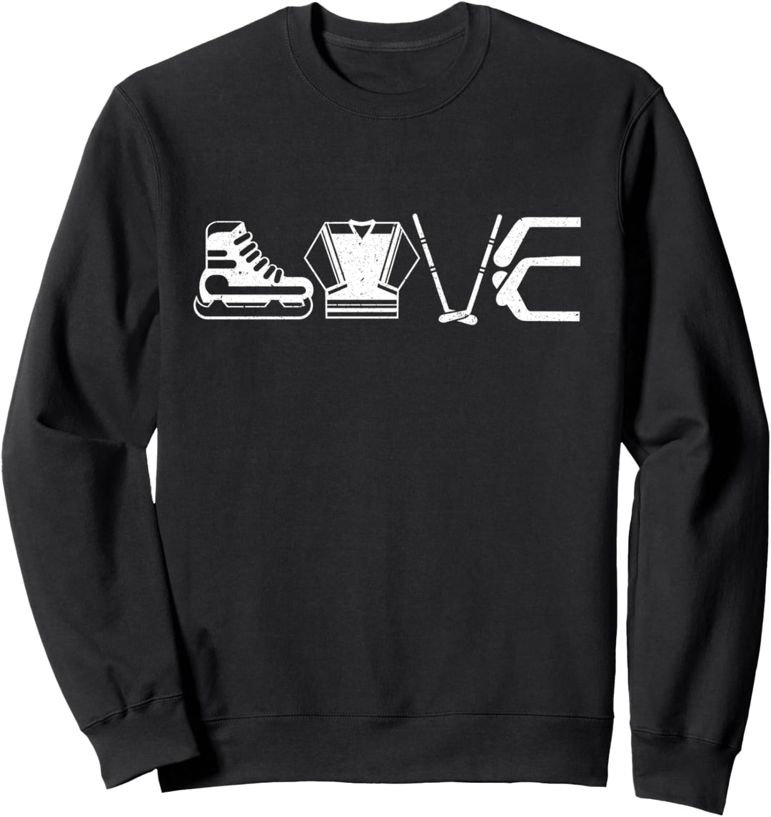 Ice Hockey Love Goalie Game Player Hockey Uniform Sticks Sweatshirt