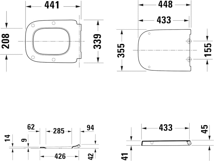 Duravit WC-Sitz Univavo, WC-Sitz eckig, Klobrille mit doppelter Absenkautomatik, Toilettendeckel Qui