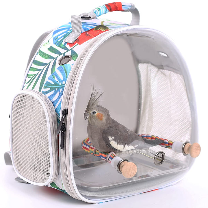 ORIZZP Vogeltrage-Rucksack mit Seilsitzstange, tragbarer Vogel-Reise-Rucksack (mehrfarbig, Vogelträg