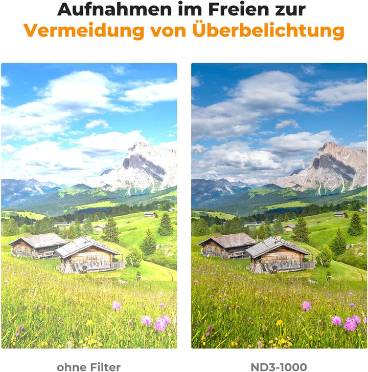 K&amp;F Concept D-Serie Variabler ND Filter ND3-ND1000 Graufilter 52mm(1.5-10 Blendenstufen), 52mm