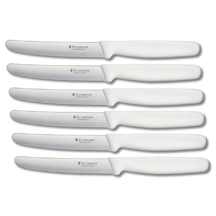 Victorinox 6 Stück Tafelmesser - Tomatenmesser Swiss Classic mit Wellenschliff rostfrei - Swiss Made