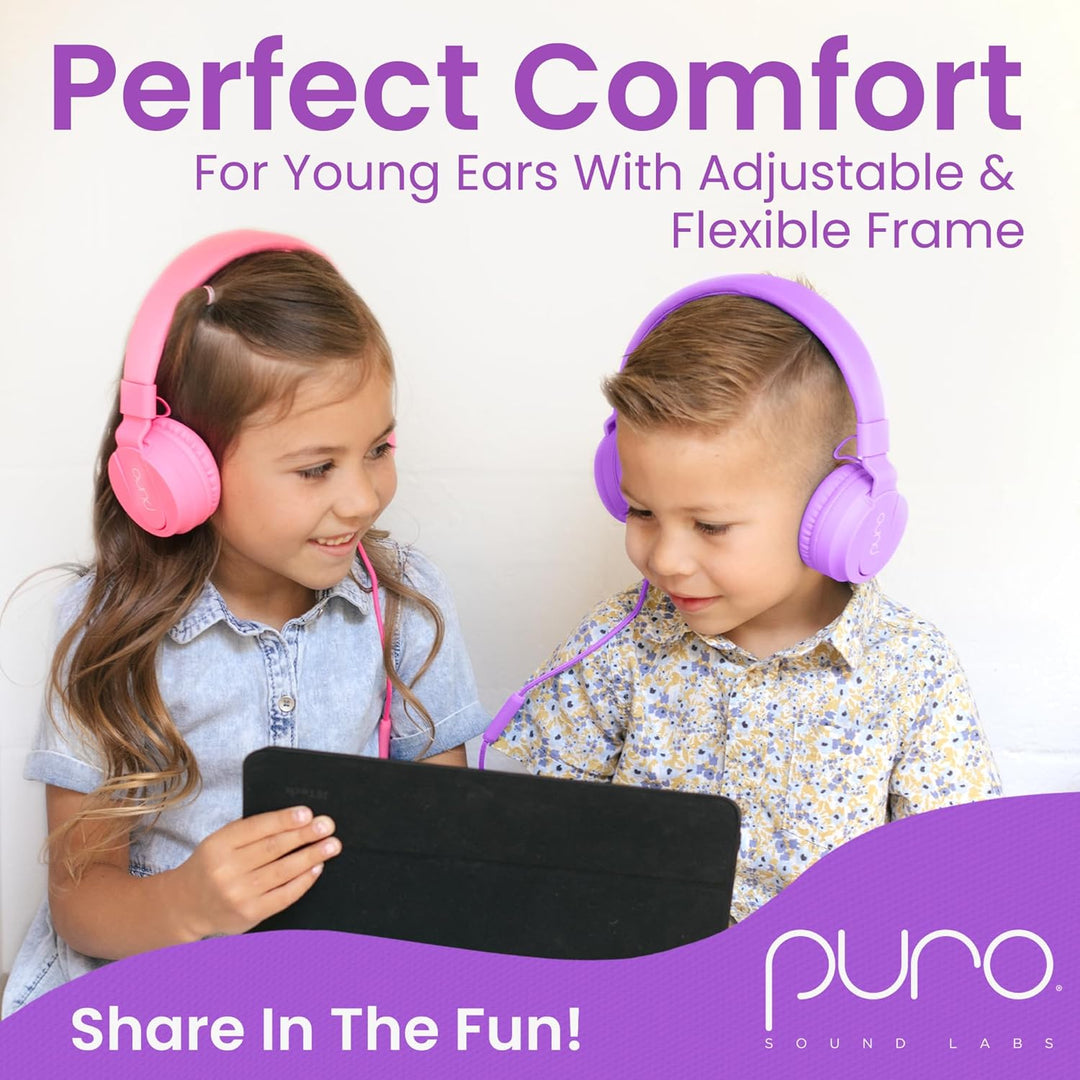 Puro Sound Labs PuroBasic Volume Limiting Wired Headphones for Kids, Boys, Girls 2+ Foldable & Adjus