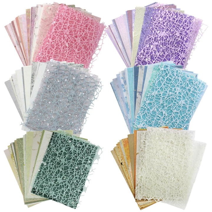 156 Blatt Scrapbook Papier Strukturpapier Sortiertes Set, FineGood Dekoratives Netzstoffpapier für K