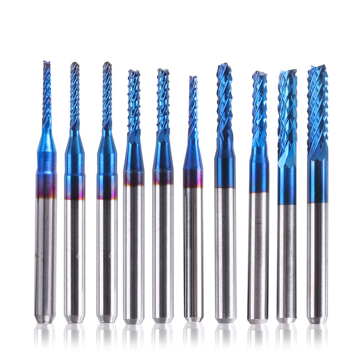 SainSmart Genmitsu CNC-Fräser, 10 Stück, Nano Blue Coat, 1,5 – 3,175 mm, Schaft 1/8, 1.5-3.175mm