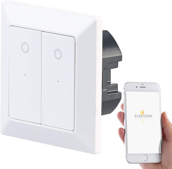 Luminea Home Control WiFi Lichtschalter: 2er-Set Doppel-Lichttaster mit WLAN, App und Sprachsteuerun