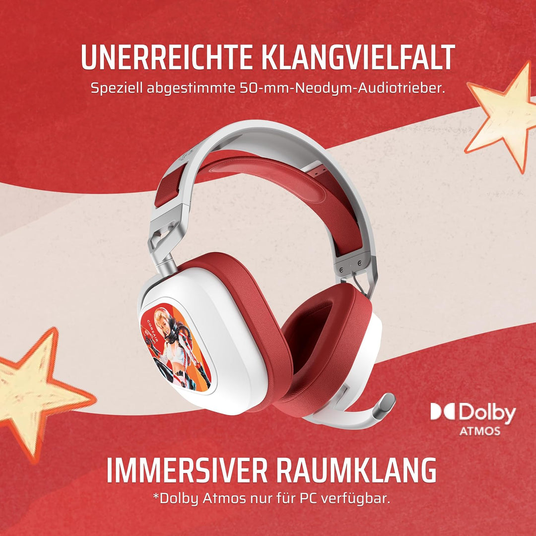 Corsair HS80 RGB Wireless Fallout Nuka-Cola Edition Multiplattform-Gaming-Headset – Dolby Atmos, Lei