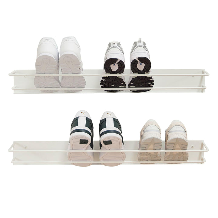 Elegantes Schuhregal Metall (Verkehrsweiss 2er Set) „INN“ – Moderne Schuhaufbewahrung Schuhablage im