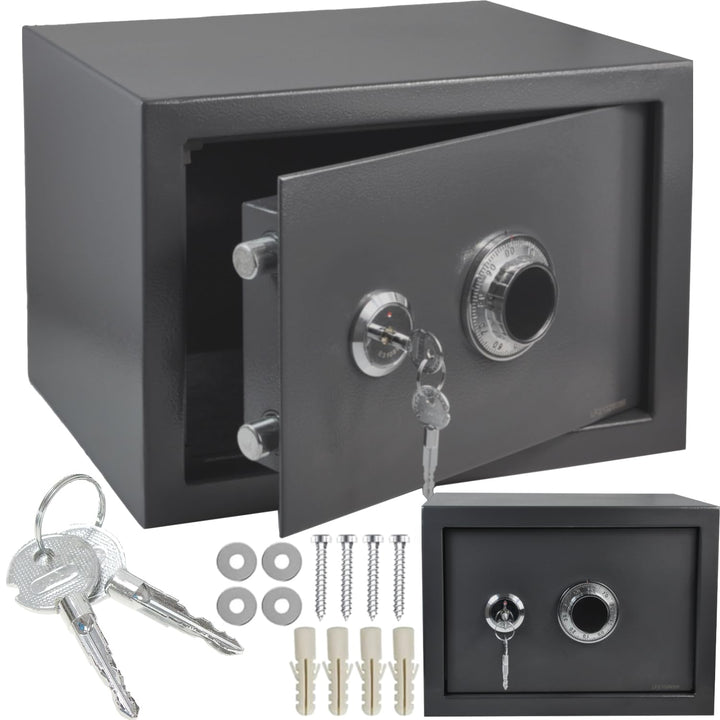 ALSTEN TECH Tresor Möbeltresor Safe Mechanisches Kombinationsschloss + Doppelbartschloss Schranksafe
