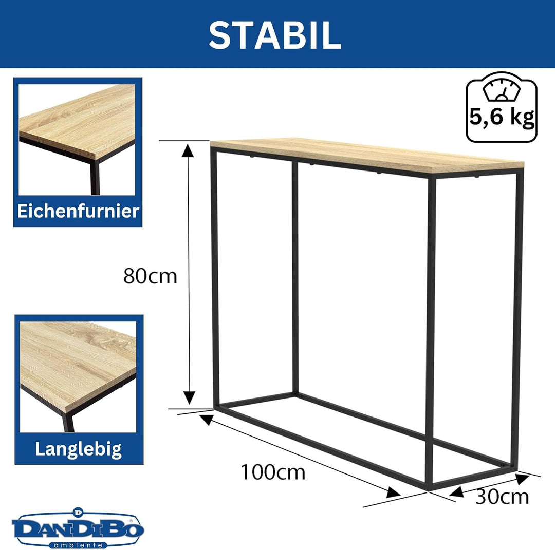 DanDiBo Konsolentisch Schmal Metall Modern 100x80x30 cm Sideboard Beistelltisch 96636 Ablagetisch Fl