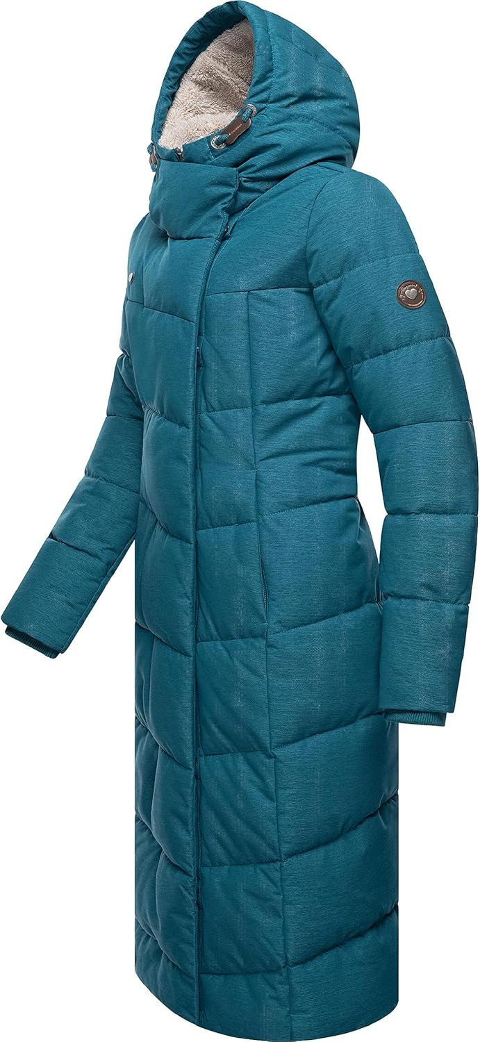 Ragwear Damen atmungsaktiver Wintermantel Warmer wasserdichter Steppmantel lang mit Kapuze Pavla Lon